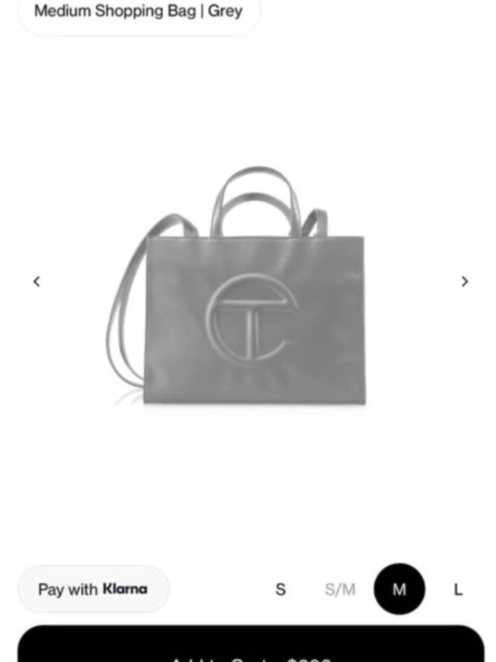 telfar tote bag/messenger bag, medium size in grey